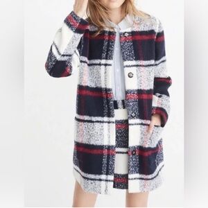 womens abercrombie and fitch plaid collarless jacket